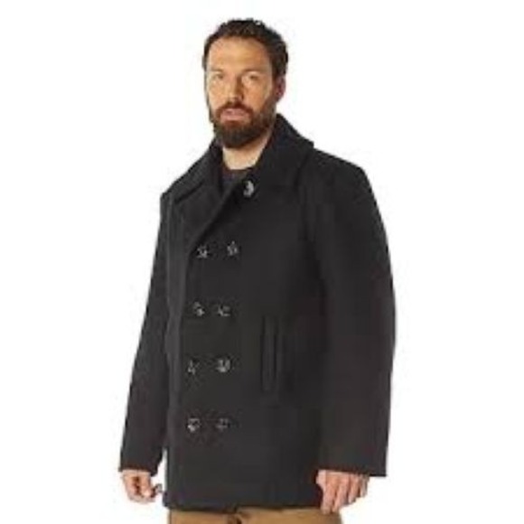 Schott U.S. 740N Pea Coat Quilted Lining Wool Black 52 USA Made Vintage Naval - Picture 1 of 13